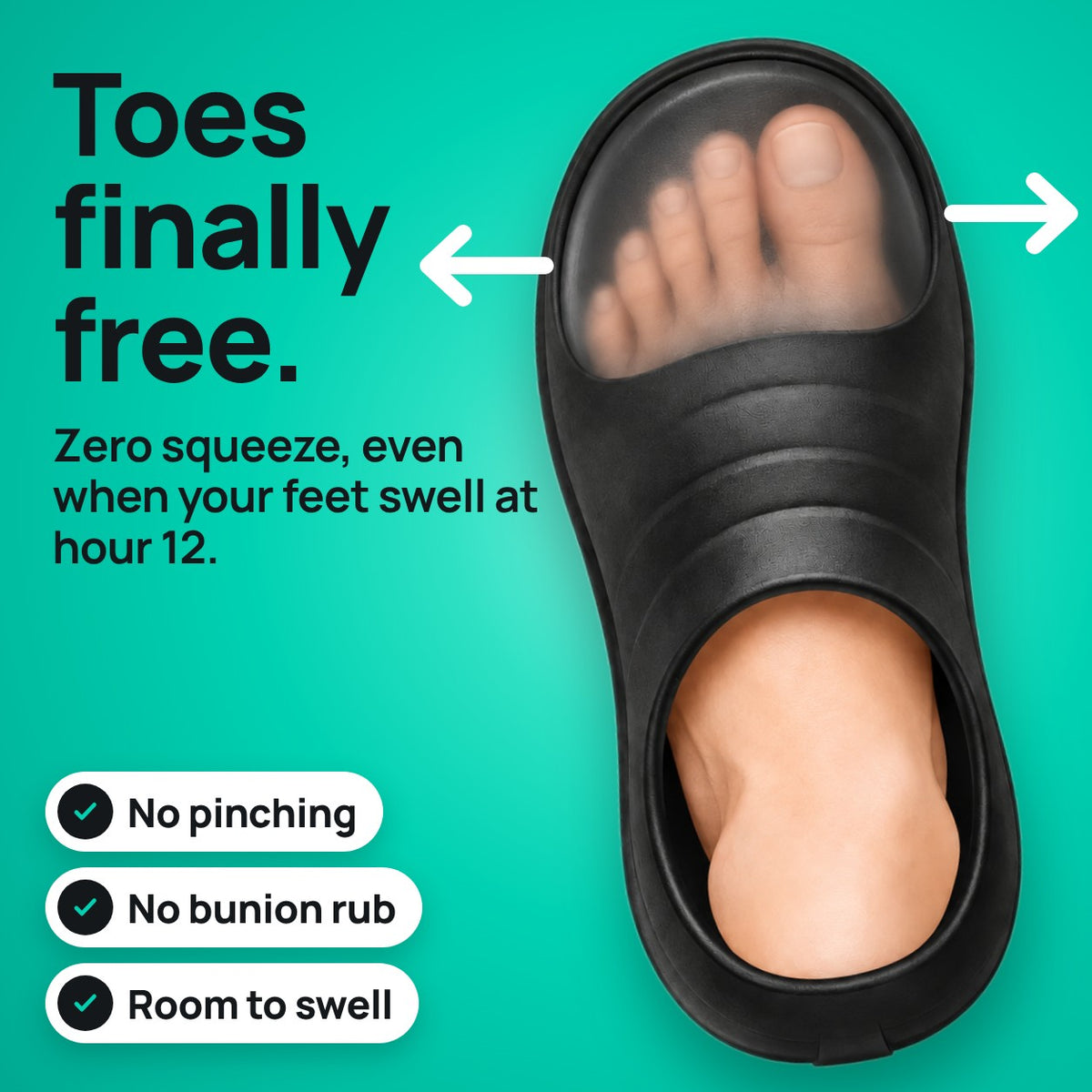 Toes finally free: zero squeeze, even when your feet swell