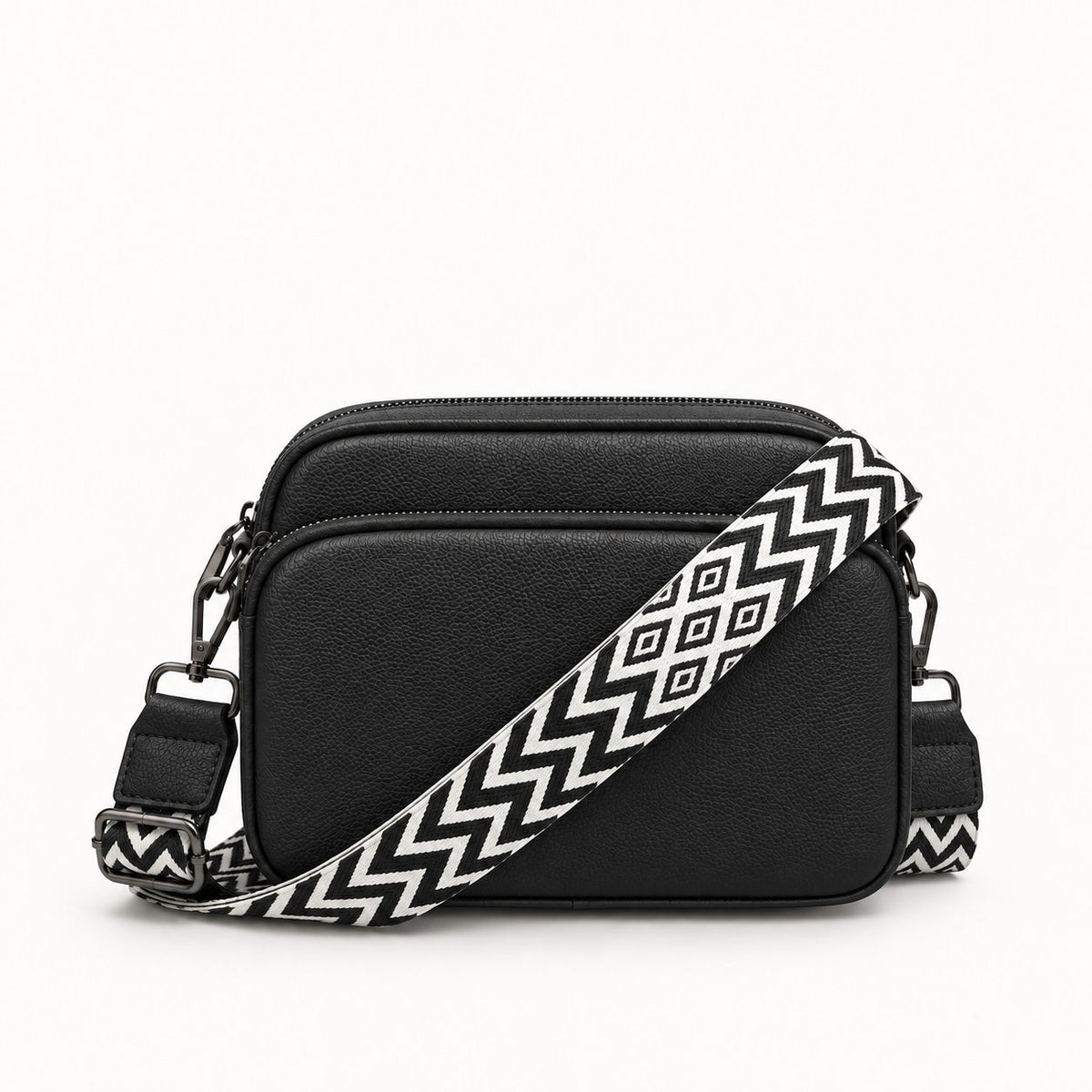 Rivarella Crossbody Bag in Black with its woven strap