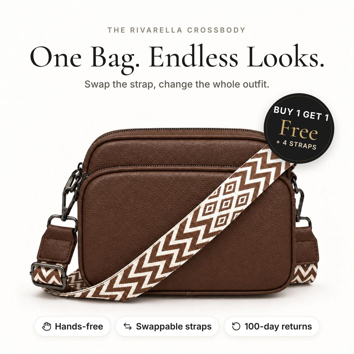 Rivarella Crossbody Bag in Brown – front view