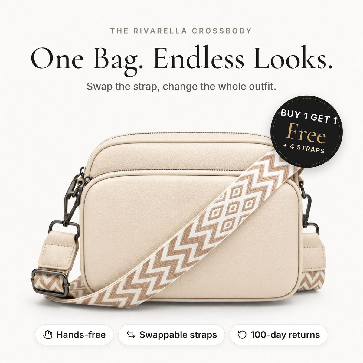 Rivarella Crossbody Bag – Buy 1 Get 1 Free + 4 straps