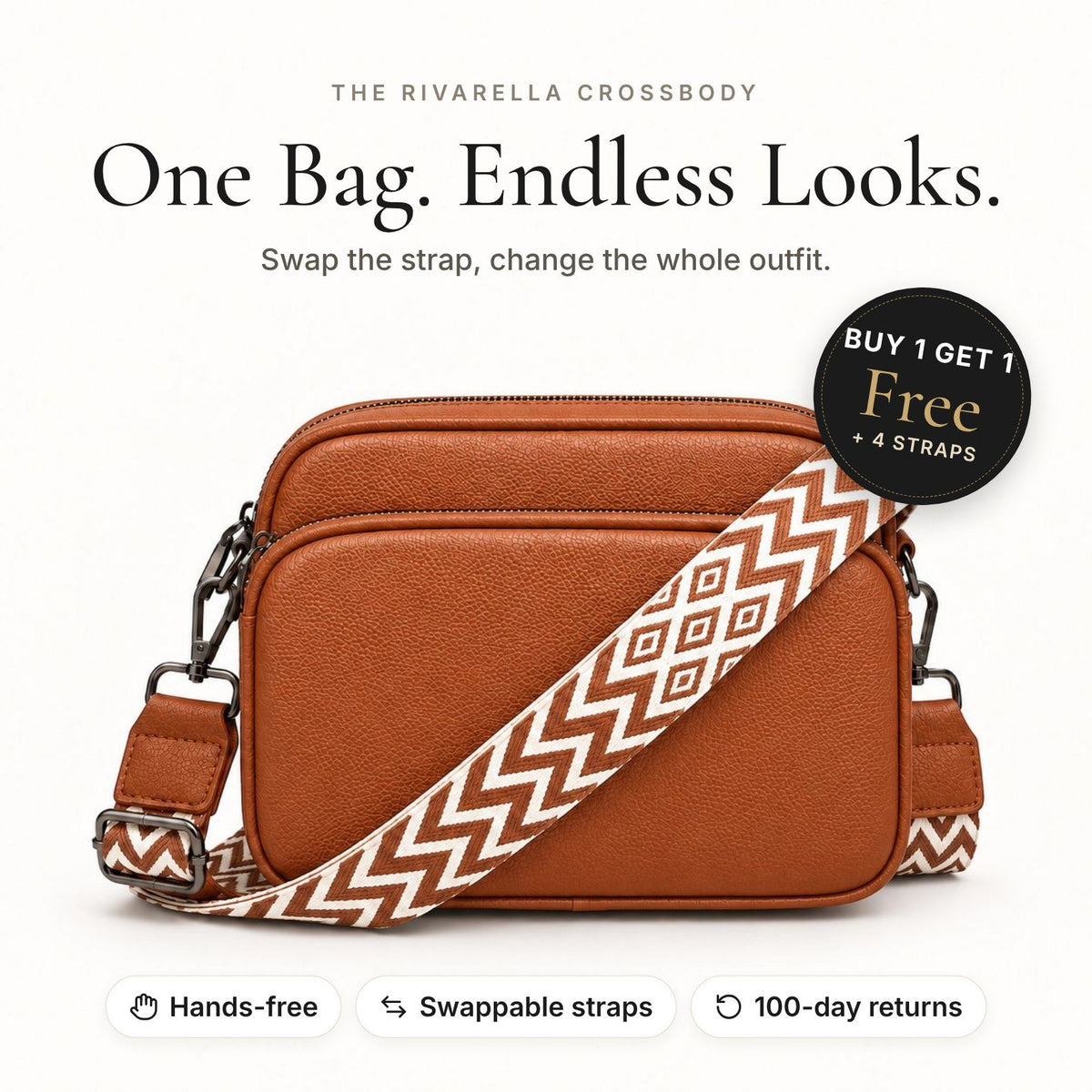 Rivarella Crossbody Bag in Tan – front view