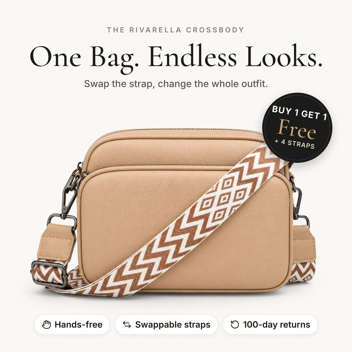 Rivarella Crossbody Bag in Grey – front view